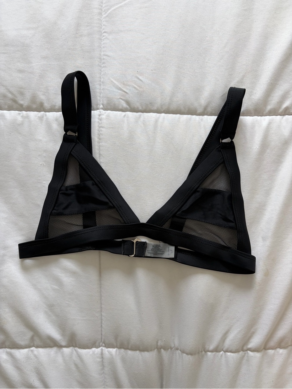 Black Mesh Triangle Bikini Top Size Medium - Picture 3 of 5